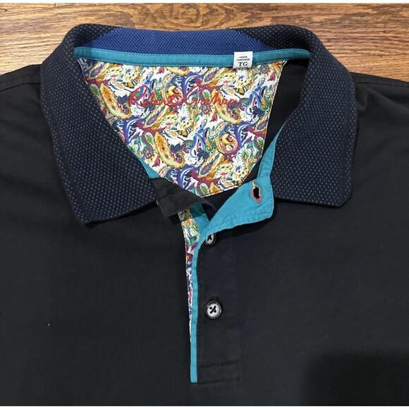Robert Graham Polo Shirt Xl Classic Fit Black - Picture 3 of 13